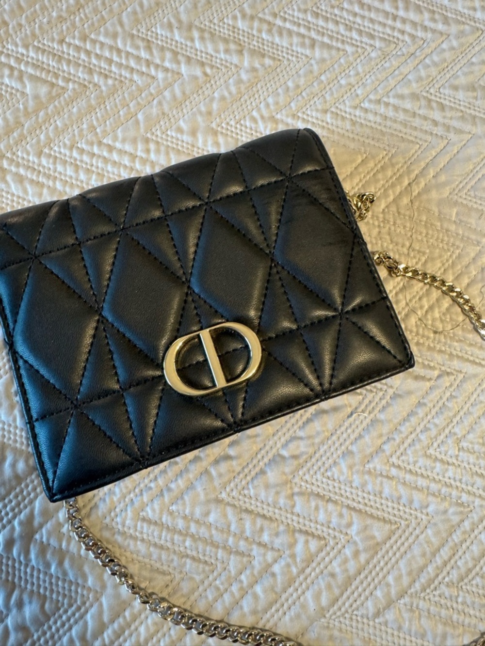 White House Black Market Black Quilted Crossbody with Gold Hardware